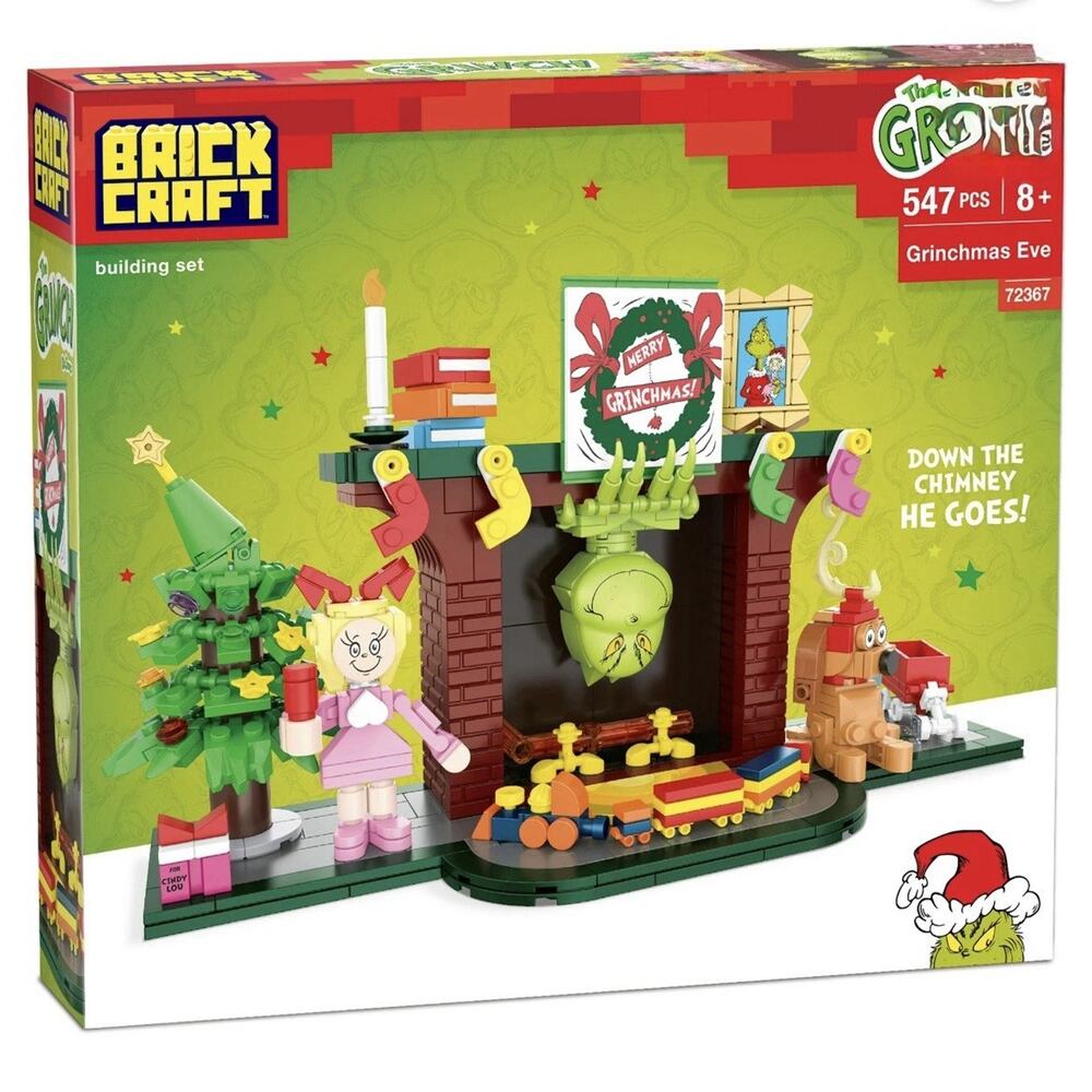 Brickcraft The Grinch Grinchmas Eve Fireplace Building Kit, 547 Pieces, Holiday